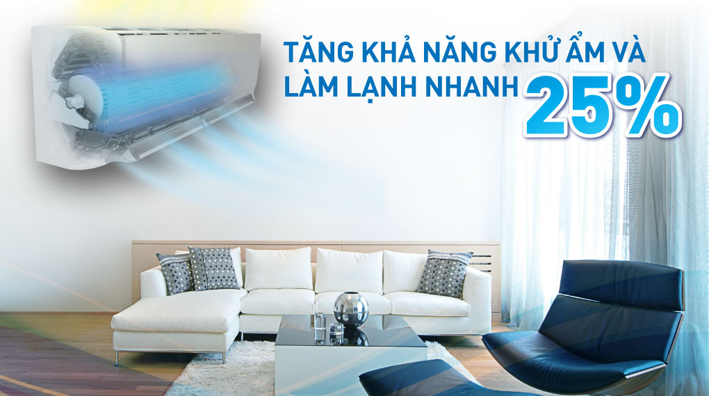 Tăng khả năng khử ẩm và làm lạnh nhanh 25%